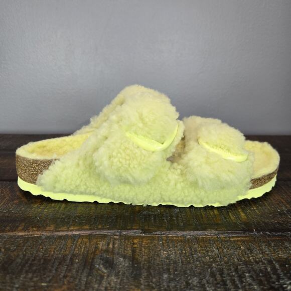 Birkenstock Arizona Shearling Womens 6 EU 37 Narrow Sandals Yellow Brown - Picture 5 of 10